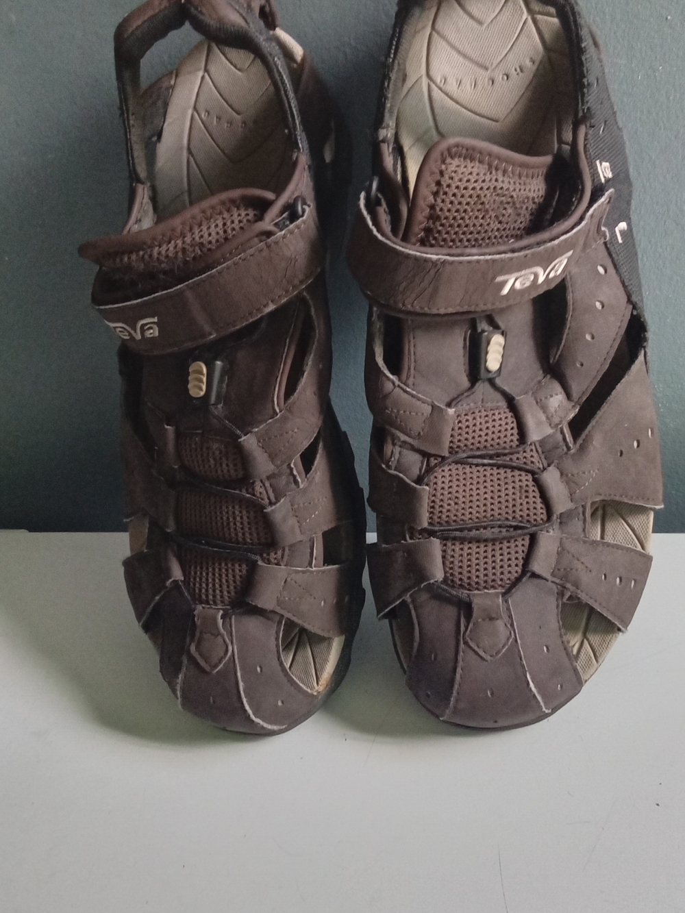 Teva Dozer Brown Nubuck Mesh Hybrid Hiking Sandals Mens‎ Closed Toe Water Shoes